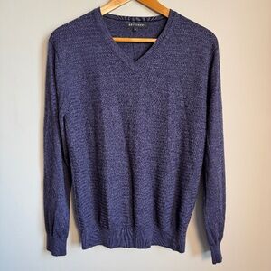 Britches Merino Wool Blend Textured V-Neck Sweater Mens Large Purple Preppy Ivy